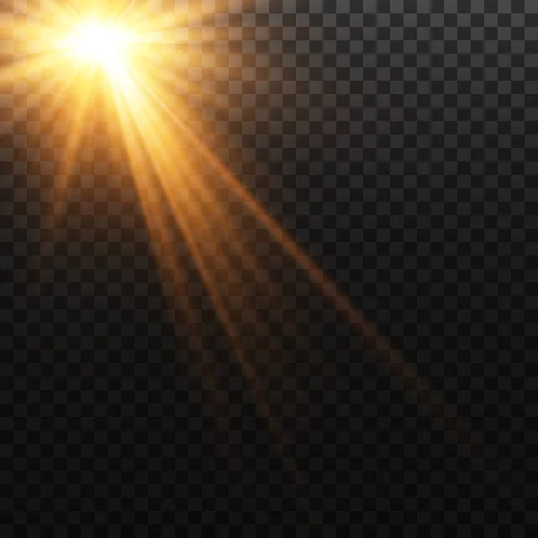 Estrella Dorada Sobre Fondo Transparente Efecto Del Resplandor Los Rayos — Archivo Imágenes Vectoriales