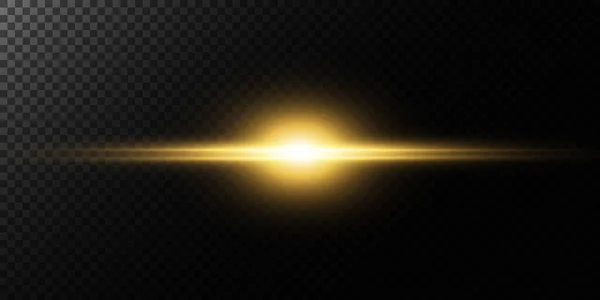 Stella Oro Uno Sfondo Trasparente Effetto Bagliore Raggi Luce Luci — Vettoriale Stock