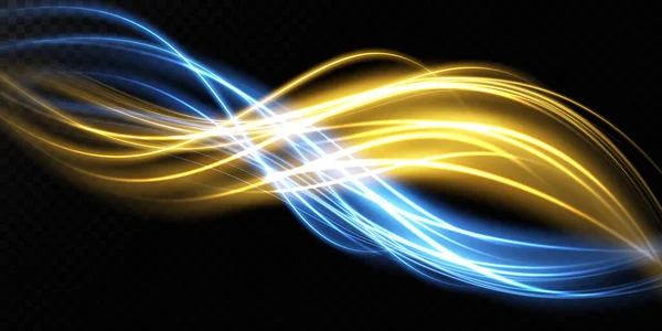 Анотація Світлових Ліній Руху Швидкості Синім Золотим Світлий Щоденний Ефект — стоковий вектор