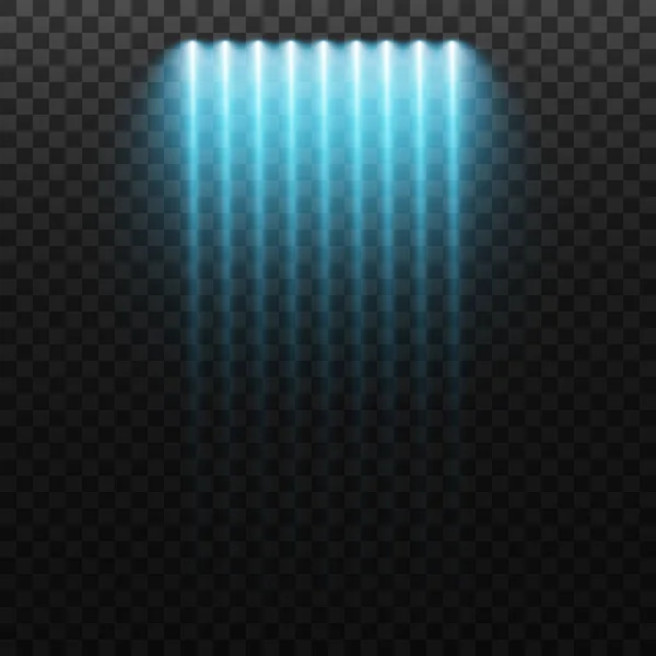 Sada Vektorových Reflektorů Různé Formy Světla Modrá Barva Jevištní Projektor — Stockový vektor