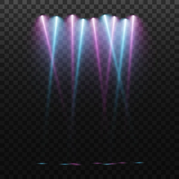 Conjunto Proyectores Vectoriales Varias Formas Luz Color Azul Proyector Escenario — Archivo Imágenes Vectoriales