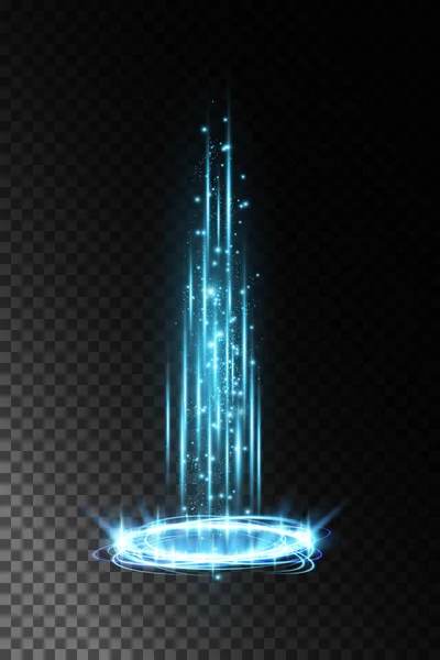 Magiczny Portal Fantazji Futurystyczny Teleport Efekt Świetlny Scena Nocna Promienie — Wektor stockowy