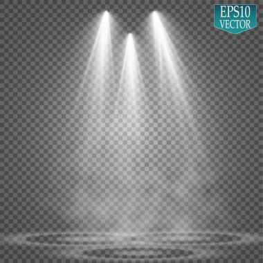 Vektör Spotlights. Sahne Işığı Efektleri Vektörü. Parlak ışık efekti.