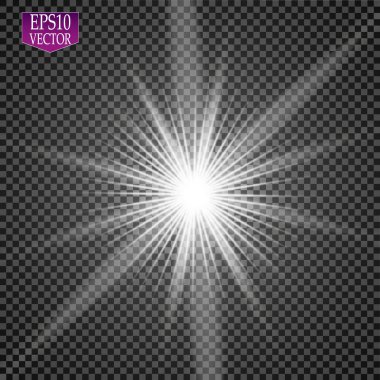 Parlak ışık efekti. Parıltılı yıldız patlaması. Altın parıldayan ışıklar. Vektör