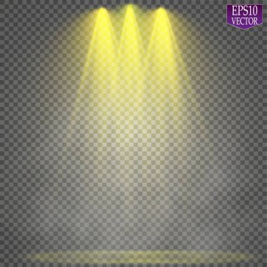Vektör Spotlights. Sahne Işığı Efektleri Vektörü. Parlak ışık efekti.