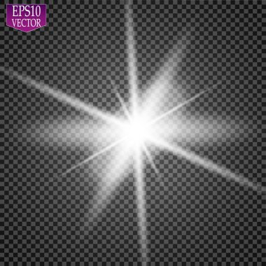 Parlak ışık efekti. Parıltılı yıldız patlaması. Altın parıldayan ışıklar. Vektör