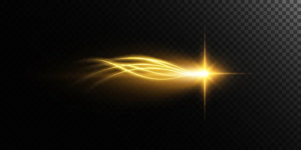 Estrela Dourada Sobre Fundo Transparente Efeito Brilho Raios Luz Luzes —  Vetores de Stock