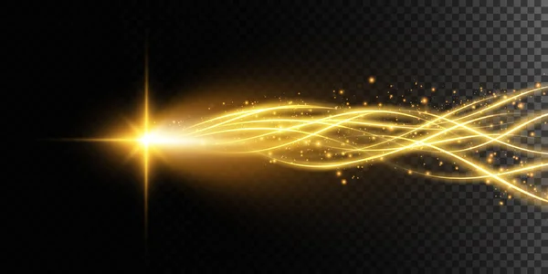 Golden Star Transparent Bakgrund Effekten Glöd Och Strålar Ljus Glödande — Stock vektor