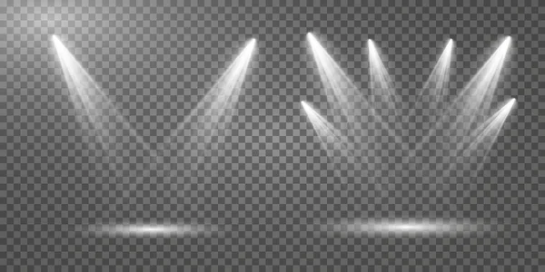 Jeu Projecteurs Vectoriels Diverses Formes Lumière Projecteurs Scène Effets Lumière — Image vectorielle