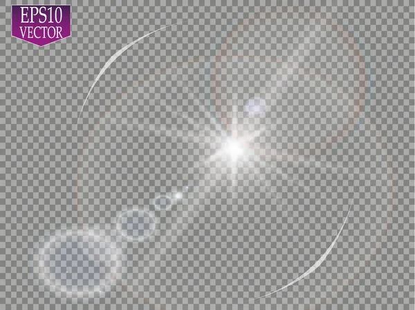 Вектор Прозорого Сонячного Світла Спеціальний Ефект Освітлення Лінзи Векторні — стоковий вектор