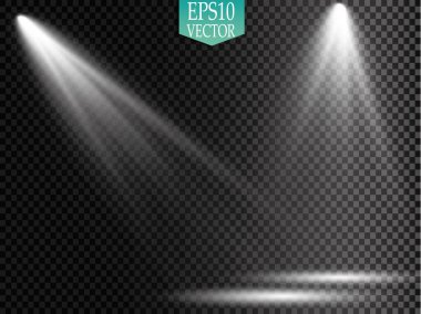 Vektör Spotlights. Sahne Işığı Efektleri Vektörü. Parlak ışık efekti.