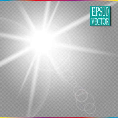 Vektör şeffaf güneş ışığı özel lens flare ışığı efekti. Vektör
