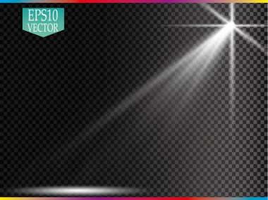 Vektör Spotlights. Sahne Işığı Efektleri Vektörü. Parlak ışık efekti.