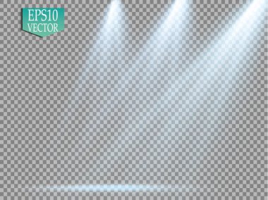 Vektör Spotlights. Sahne Işığı Efektleri Vektörü. Parlak ışık efekti.