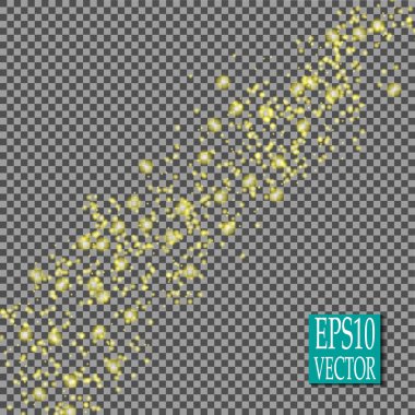 Altın parlayan kümesi üzerinde şeffaf arka plan izole etkileri ışıklar. Güneş ışınları ile flash ve spot. Parlama ışık efekti. Yıldız patlaması ile parıldıyor. Vektör