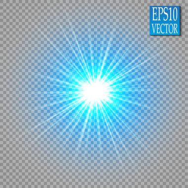 Parlak ışık efekti. Parıltılı yıldız patlaması. Altın parıldayan ışıklar. Vektör
