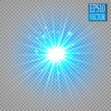 Parlak ışık efekti. Parıltılı yıldız patlaması. Altın parıldayan ışıklar. Vektör