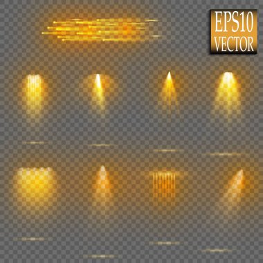 Vektör Spotlights. Sahne Işığı Efektleri Vektörü. Parlak ışık efekti.