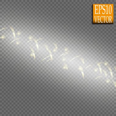 Kıvılcım girdap iz etkisi üzerinde şeffaf arka plan izole parlayan sihirli kümesi. Bokeh glitter dalga satır parlak flaş ışıkları uçan ile. Vektör çizim. Vektör