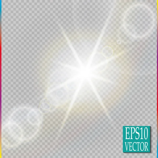 Vector Transparent Solljus Speciell Lins Utflytning Ljuseffekt Vektor — Stock vektor