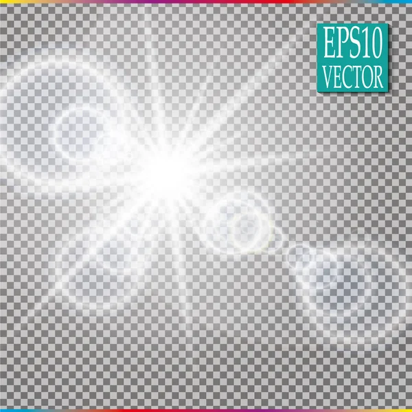 Vektor Transparentní Sluneční Světlo Speciální Čočky Odlesk Světelný Efekt Vektor — Stockový vektor