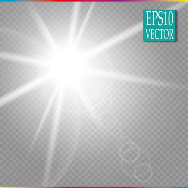 ベクトル透明日光特別なレンズ フレアの光効果 ベクトル — ストックベクタ