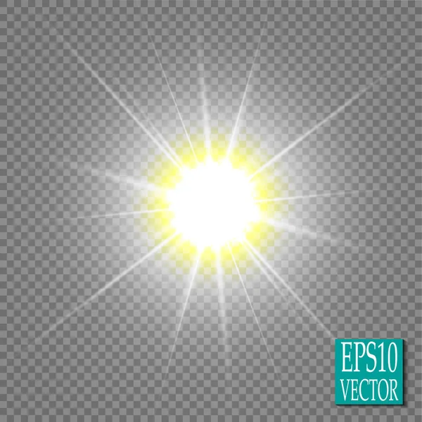 Glow Light Effect Star Burst Sparkles Golden Glowing Lights Vector — Stock Vector