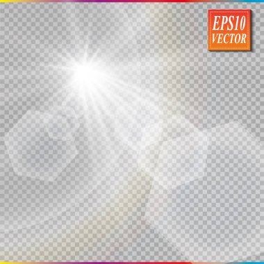 Vektör şeffaf güneş ışığı özel lens flare ışığı efekti. Vektör