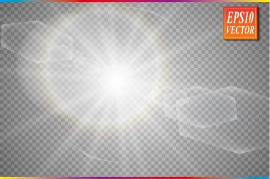 Vektör şeffaf güneş ışığı özel lens flare ışığı efekti. Vektör