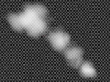 Sis ya da duman izole edilmiş şeffaf özel efekt. Beyaz vektör bulanıklığı, sis veya sis arkaplanı. Vektör çizimi. Vektör