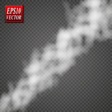 Sis ya da duman izole edilmiş şeffaf özel efekt. Beyaz vektör bulanıklığı, sis veya sis arkaplanı. Vektör çizimi. Vektör