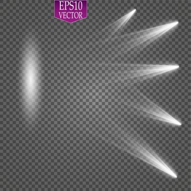 Vektör Spotlights. Sahne Işığı Efektleri Vektörü. Parlak ışık efekti.
