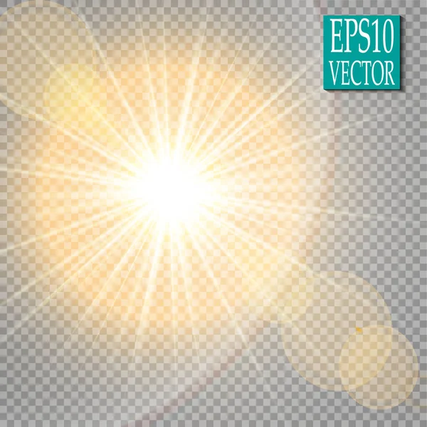 Vetor Luz Solar Transparente Efeito Luz Erupção Lente Especial Vetor — Vetor de Stock