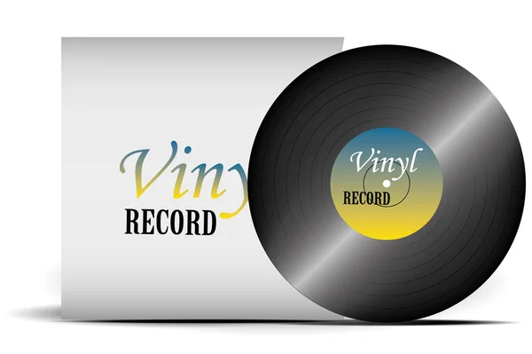 Realistic Gramophone Vinyl Record Audio Classic Plastic Disc — Stock Vector