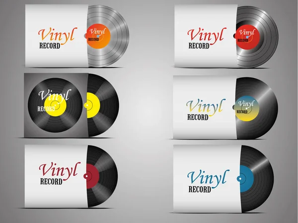 Gerçekçi Gramofon Veya Vinil Plak Klasik Ses Plastik Diski — Stok Vektör