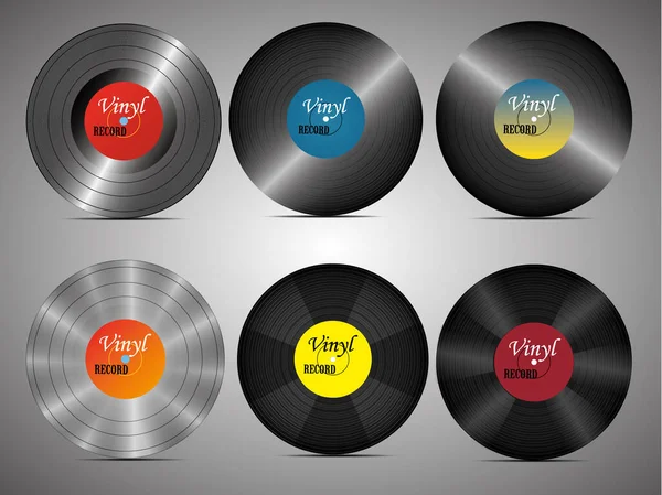 现实的留声机或乙烯唱片 音频经典塑料盘 — 图库矢量图片