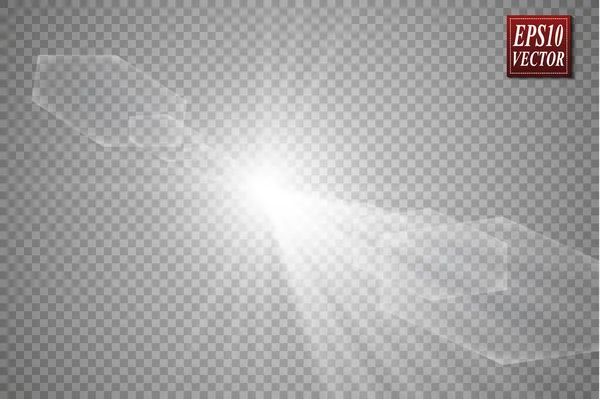Wektor Przejrzyste Światło Słoneczne Specjalną Soczewkę Efekt Światła Pochodni Wektor — Wektor stockowy