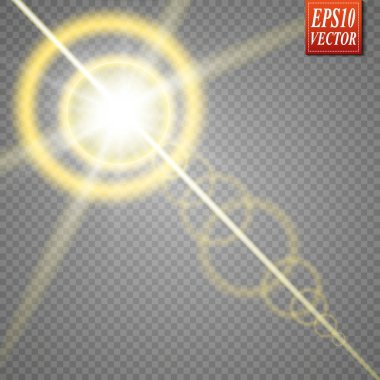 Vektör şeffaf güneş ışığı özel lens flare ışığı efekti. Vektör
