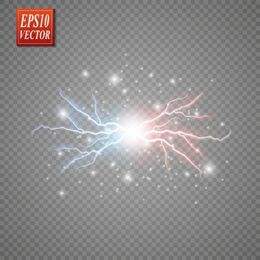 Saydam arka plan üzerinde izole yıldırım fırtınası. Vektör