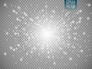 Parlak ışık efekti. Vektör çizimi. Noel flaşı kavramı. 10 saniye.