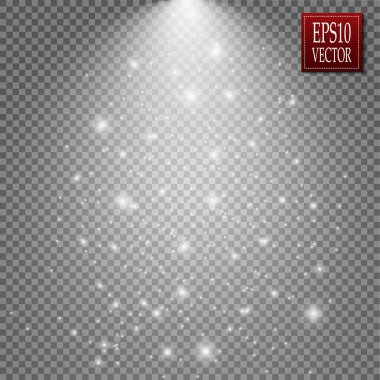 Altın parlayan kümesi üzerinde şeffaf arka plan izole etkileri ışıklar. Güneş ışınları ile flash ve spot. Parlama ışık efekti. Yıldız patlaması ile parıldıyor. Vektör