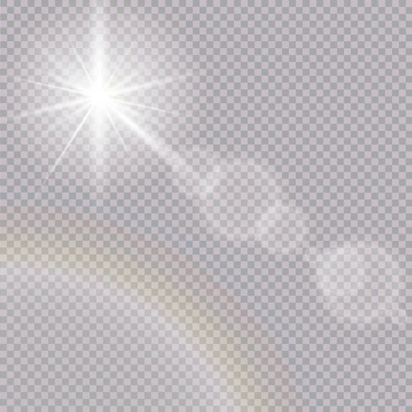 Vektor Transparentní Sluneční Světlo Speciální Čočky Odlesk Světelný Efekt Vektor — Stockový vektor