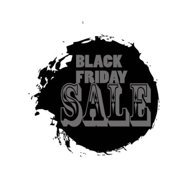 Kara Cuma indirimli suluboya vektör dokusu. Grunge el yazısı çerçeve şablonu, soyut illüstrasyon, mürekkep kuru fırça lekesi, felç, su sıçraması, leke, leke. Harf yazımı.