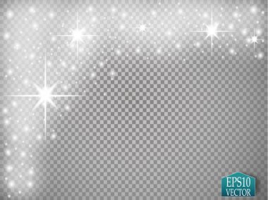 Altın parlayan kümesi üzerinde şeffaf arka plan izole etkileri ışıklar. Güneş ışınları ile flash ve spot. Parlama ışık efekti. Yıldız patlaması ile parıldıyor. Vektör