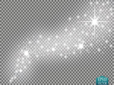 Altın parlayan kümesi üzerinde şeffaf arka plan izole etkileri ışıklar. Güneş ışınları ile flash ve spot. Parlama ışık efekti. Yıldız patlaması ile parıldıyor. Vektör