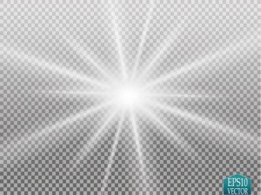 Parlak ışık efekti. Parıltılı yıldız patlaması. Altın parıldayan ışıklar. Vektör