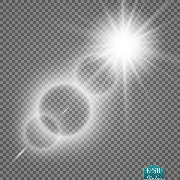Vecteur Lumière Solaire Transparente Effet Lumière Torche Lentille Spéciale Vecteur — Image vectorielle