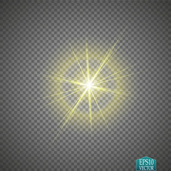 Эффект Свечения Звезда Вспыхнула Блестками Золотые Светящиеся Огни Вектор — стоковый вектор