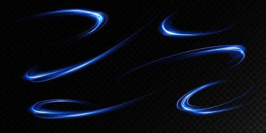 Soyut mavi ışık zarif bir şekilde çizgiler çizer ve koyu bir arkaplanda göze çarpan parlak ve modern bir tasarım yaratır.