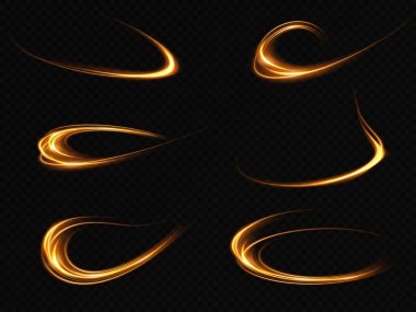 Modern tasarımlar ve genel olarak yaratıcı grafikler için kesinlikle mükemmel olan dinamik altın ışık yolları